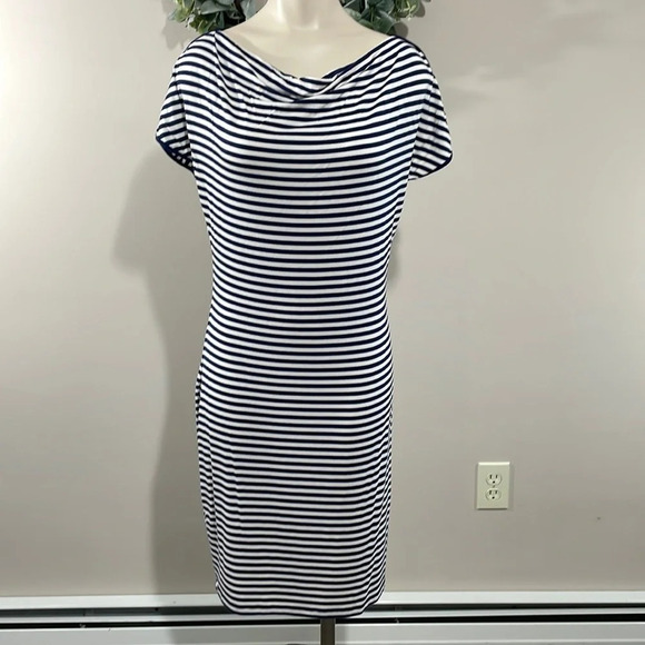 Calvin Klein Navy and White Striped Dress 6 - Picture 1 of 13
